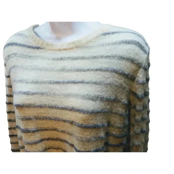 Pam & Gela Grey Striped Lightweight Wool Blend Open Back Sweater Size Small - Picture 3 of 8